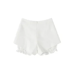 SomeSowe Split Patchwork Layered Bud Shorts White