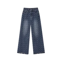 SomeSowe Vintage Bow Wide-Leg Jeans Blue