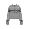 SomeSowe Vintage Fair Isle Woolen Cardigan Grey
