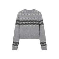 SomeSowe Vintage Fair Isle Woolen Cardigan Grey