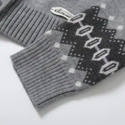 SomeSowe Vintage Fair Isle Woolen Cardigan Grey