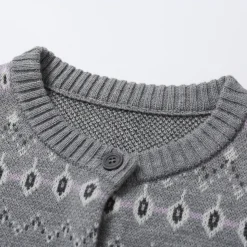 SomeSowe Vintage Fair Isle Woolen Cardigan Grey