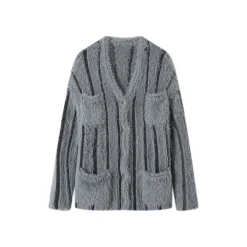 SomeSowe Vintage Faux Mink Knit Cardigan Grey