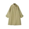 SomeSowe Vintage Patchwork Casual Silhouette Coat Khaki