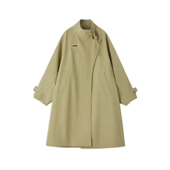 SomeSowe Vintage Patchwork Casual Silhouette Coat Khaki