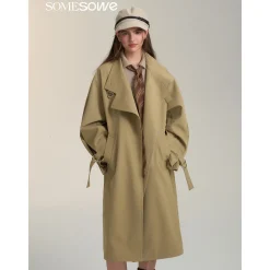 SomeSowe Vintage Patchwork Casual Silhouette Coat Khaki
