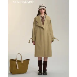 SomeSowe Vintage Patchwork Casual Silhouette Coat Khaki