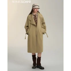 SomeSowe Vintage Patchwork Casual Silhouette Coat Khaki