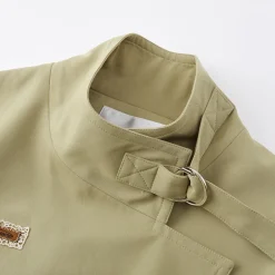 SomeSowe Vintage Patchwork Casual Silhouette Coat Khaki
