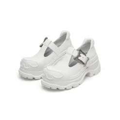 SugarSu Butterfly Buckle Rubber Sole Mary Jane White