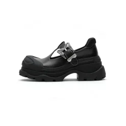 SugarSu Butterfly Buckle Rubber Sole Mary Jane Black