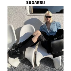 SugarSu Butterfly Buckle Rubber Sole Mary Jane Black