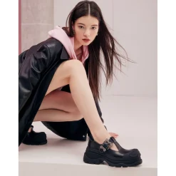 SugarSu Butterfly Buckle Rubber Sole Mary Jane Black