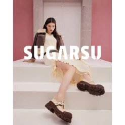 SugarSu Butterfly Buckle Rubber Sole Mary Jane Brown