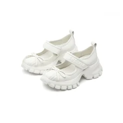 SugarSu Butterfly Leather Ballet Mary Jane White