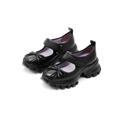 SugarSu Butterfly Leather Ballet Mary Jane Black