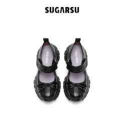 SugarSu Butterfly Leather Ballet Mary Jane Black