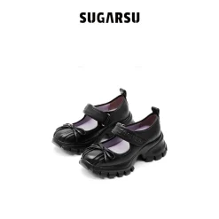SugarSu Butterfly Leather Ballet Mary Jane Black