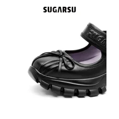 SugarSu Butterfly Leather Ballet Mary Jane Black