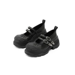 SugarSu Butterfly Sole Double Buckle Mary Jane Black