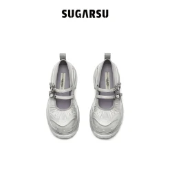 SugarSu Butterfly Sole Double Buckle Mary Jane Sliver
