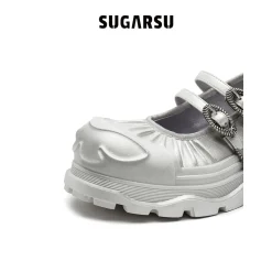 SugarSu Butterfly Sole Double Buckle Mary Jane Sliver