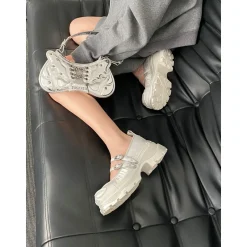SugarSu Butterfly Sole Double Buckle Mary Jane Sliver