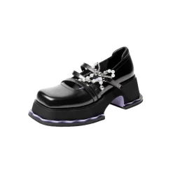 SugarSu Pearl Chain Bow Knot Mary Jane Black