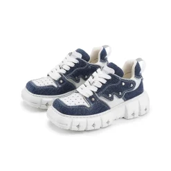 SugarSu Square Toe Stud Sneaker Denim Blue