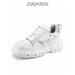 SugarSu Square Toe Stud Sneaker White