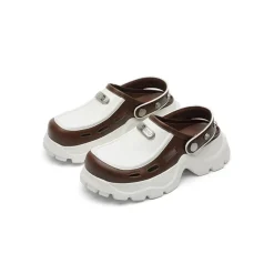 SugarSu Two-Way Hollow Out Rose Studs Mules Brown