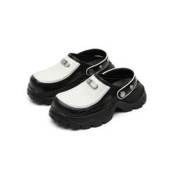 SugarSu Two-Way Hollow Out Rose Studs Mules Black