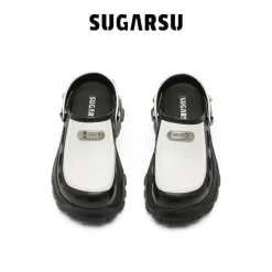 SugarSu Two-Way Hollow Out Rose Studs Mules Black