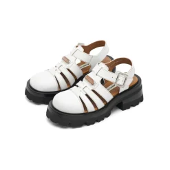 SugarSu Vintage Platform Thick-Soled Roman Sandals White