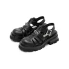 SugarSu Vintage Platform Thick-Soled Roman Sandals Black