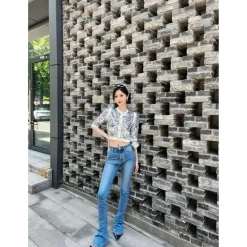 Ther Slim Bootcut Stretch Denim Pants Blue