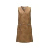 Three Quarter Hand Beaded V-Neck Sleeveless Leather Dress