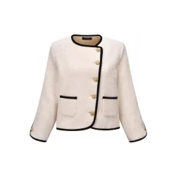 Three Quarters Asymmetry Wool Coat White