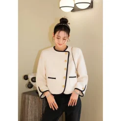 Three Quarters Asymmetry Wool Coat White