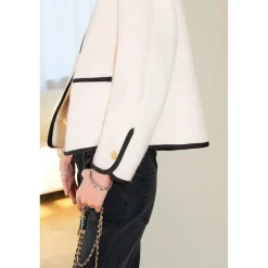 Three Quarters Asymmetry Wool Coat White