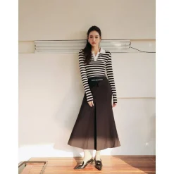 Three Quarters Band Turn Over Fish Tail Skirt Black
