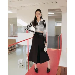 Three Quarters Band Turn Over Fish Tail Skirt Black