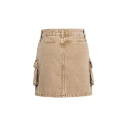 Three Quarters Cargo Pocket Denim Skirt Khaki