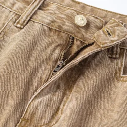 Three Quarters Cargo Pocket Denim Skirt Khaki