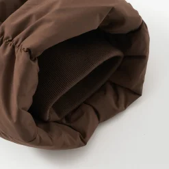 Three Quarters Checkered Lapel Short Down Jacket Brown