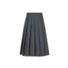 Three Quarters Classic Pleated Long Skirt Grey