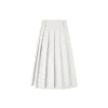 Three Quarters Classic Pleated Long Skirt White
