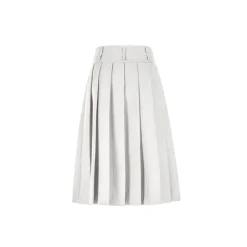 Three Quarters Classic Pleated Long Skirt White