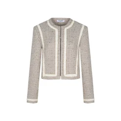 Three Quarters Color Blocked Vintage Woolen Jacket Khaki