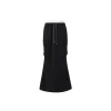 Three Quarters Color Blocked Cargo Flare Long Skirt Black
